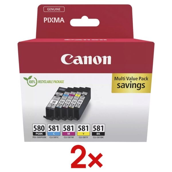 Canon 2x Tintenpatronen-Set »PGI-580PGBK & CLI-581BK/C/M/Y« schwarz