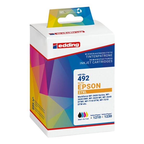 Edding Tintenpatronen-Set ersetzt Epson »T27XL« (T2711/12/13/14) schwarz