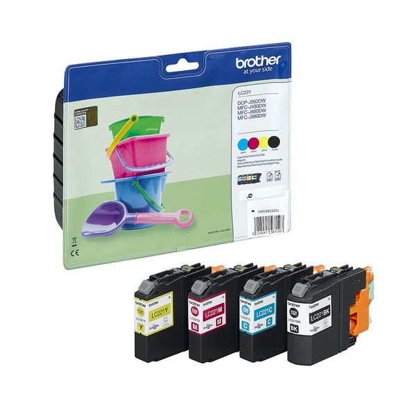 Brother 4er-Pack Tintenpatronen »LC-221BK/C/M/Y« schwarz, cyan, magenta, gelb schwarz