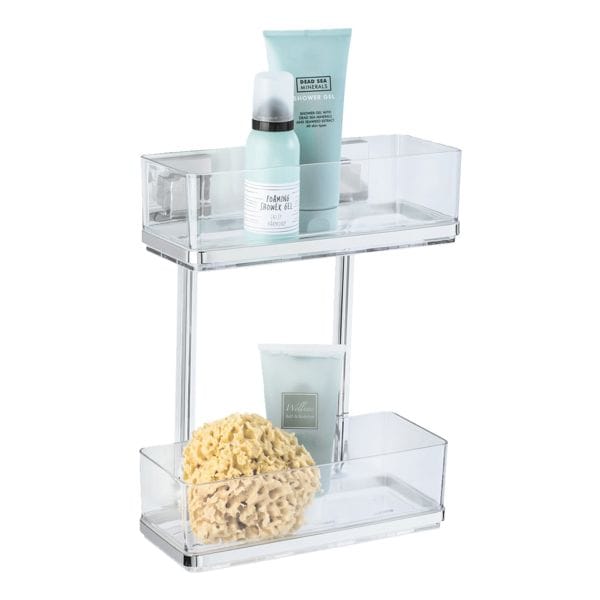 Wenko Wandregal Vacuum-Loc »Quadro« Wandregal 2 Etagen - Befestigen ohne Bohren silber, 25.5 cm