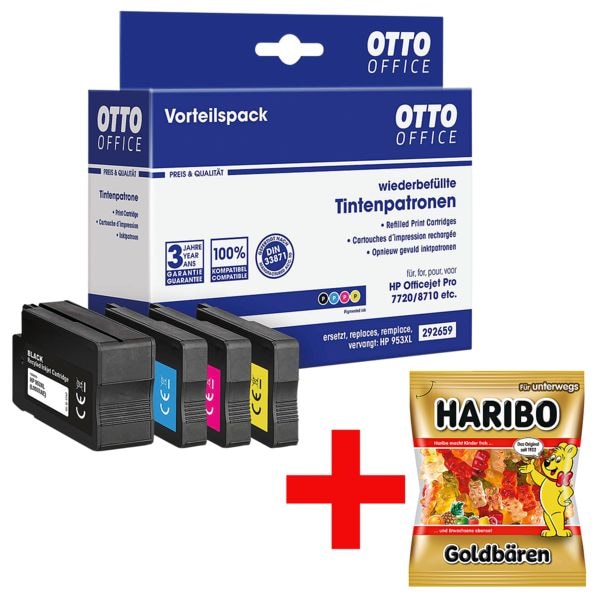 OTTO Office Tintenpatronen-Set ersetzt HP »L0S70AE, F6U16AE, F6U17AE, F6U18AE« Nr. 953XL ink schwarz