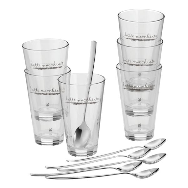 WMF Latte Macchiato Set »Clever & More« 6 Gläser mit Löffel (12-teiliges Set) braun
