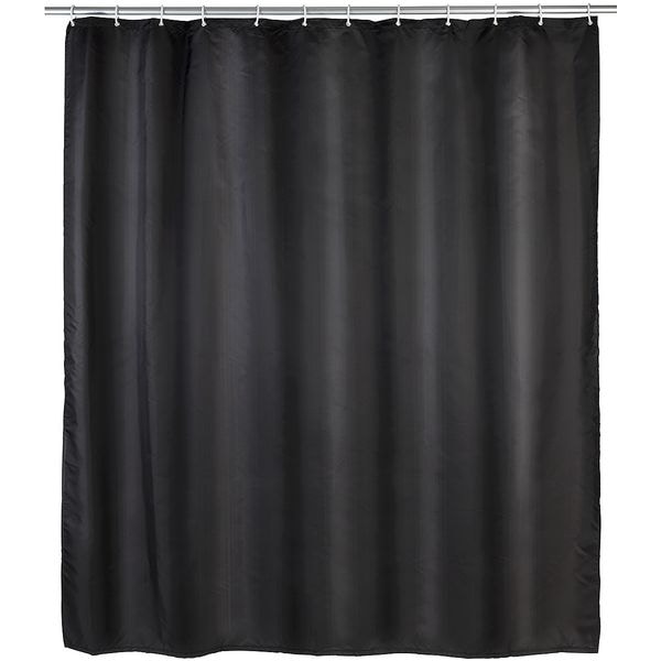 Wenko Anti-Schimmel Duschvorhang schwarz einfarbig Textil 180 cm x 200 cm schwarz, 180x200 cm