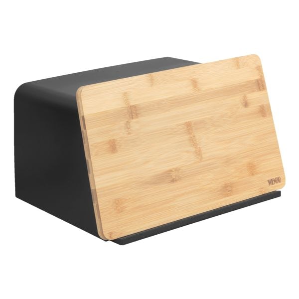 Wenko Brotkasten mit Bambusbrett »Kubo« schwarz, 35x20.5x26 cm