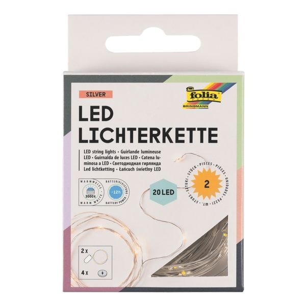 folia 2er-Pack LED-Lichterketten 2,2 m weiß