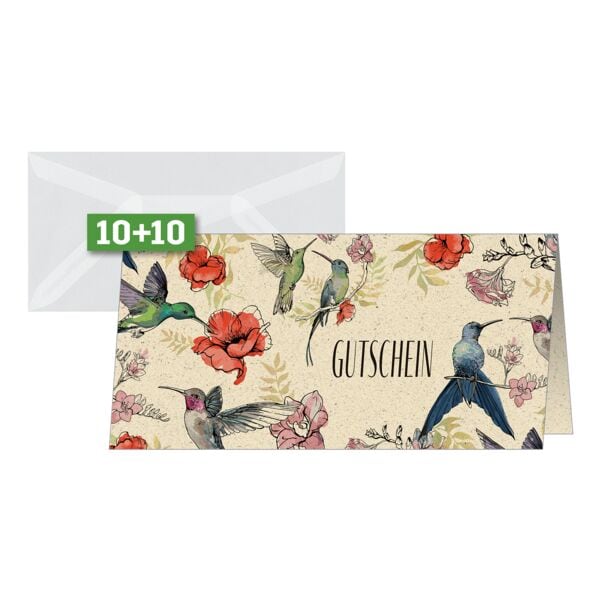 Sigel 10 Gutschein-Karten DIN lang »Kolobri«, 22x11 cm