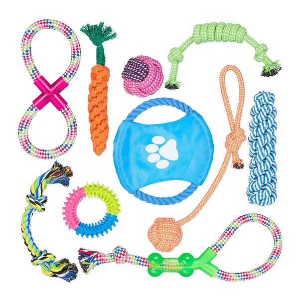 relaxdays Hundespielzeug Set 10 teilig