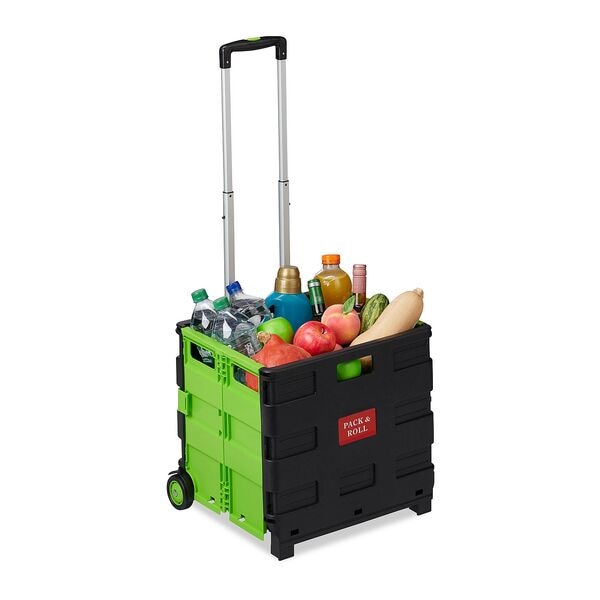 relaxdays Einkaufstrolley klappbar grün