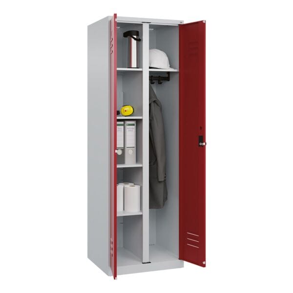 CP Wäsche- und Garderobenschrank »Classic Plus lichtgrau« Drehriegelverschluss Fach rot, 80x185x50 cm
