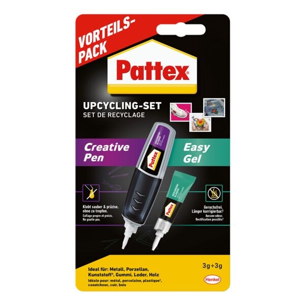 Pattex Sekundenkleber Upcycling-Set »Creative Pen« inkl. »Power Easy Gel«, 2x 3 g silber