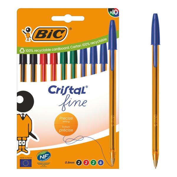 BIC 10er-Pack Kugelschreiber »Cristal&reg; Original Fine« blau