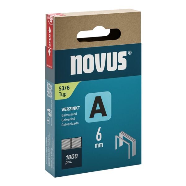 Novus 1800er-Pack Feindrahtklammern »A 53/6« 6 mm verzinkt grau