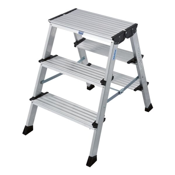 Krause Doppel-Klapp Trittleiter »MONTO Treppo« 2x 3 Stufen grau, 50x75x25 cm
