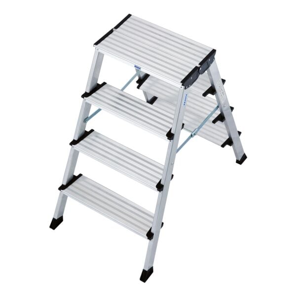 Krause Doppel-Klapp Trittleiter »MONTO Treppo« 2x 4 Stufen grau, 53x100x88 cm