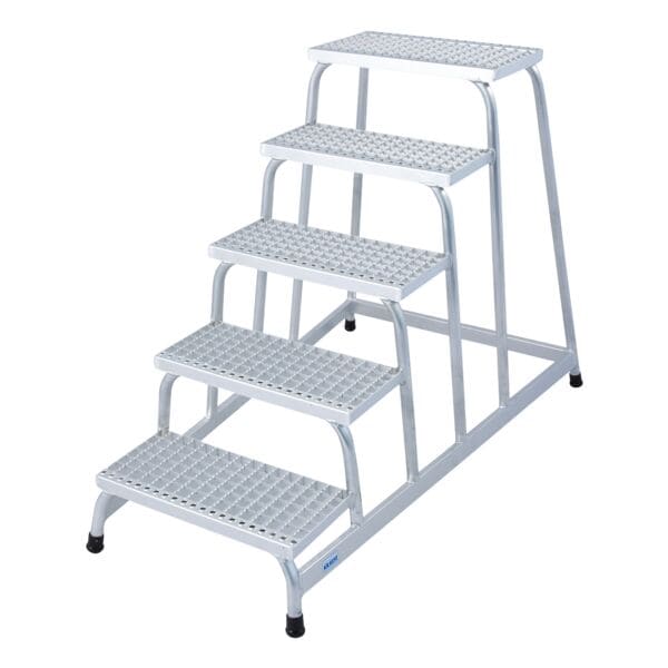 Krause Montagetritt mit Gitterroststufen »STABILO« 5 Stufen grau, 81x140x140 cm