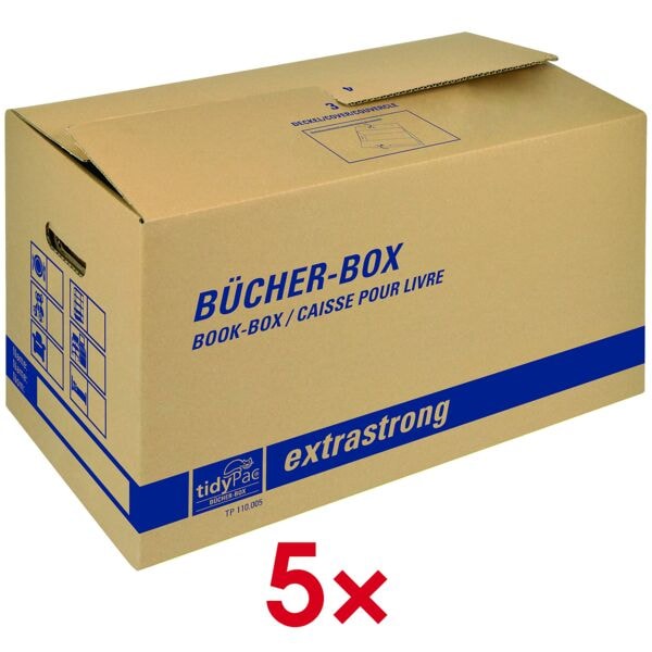 tidyPac 5er-Pack Umzugskartons »Bücher-Box« braun, 30x33.5x58 cm