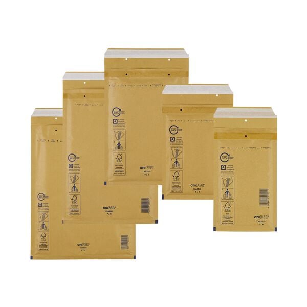 aroFol 100er-Set verschiedene Luftpolstertaschen - braun braun, 25x21.5 cm