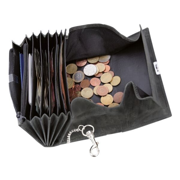 Alassio Kellnerbörse mit Metallkette - Leder grau grau, 18.5x9.5 cm