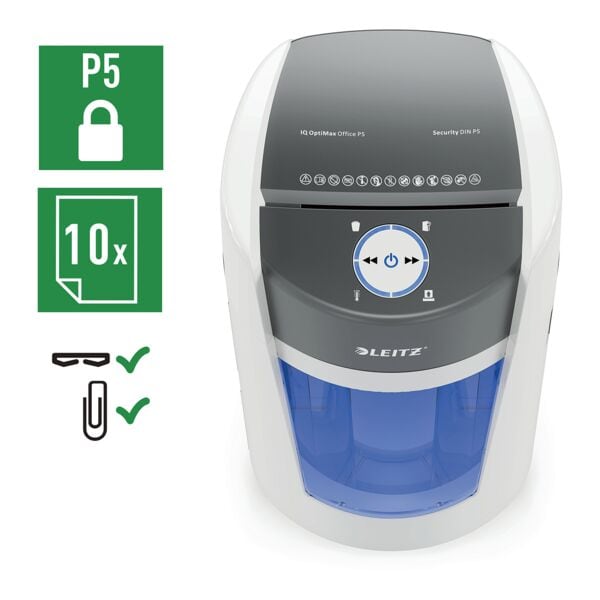 Leitz IQ Aktenvernichter »OptiMax Office 550« P5 weiß, 22.3x71x38 cm
