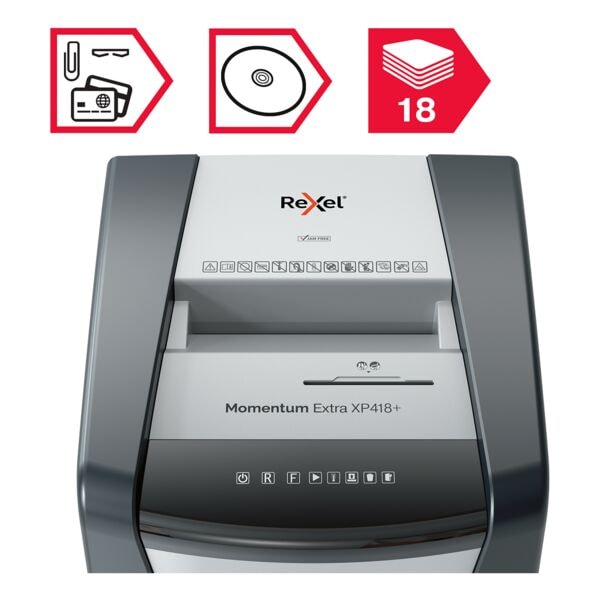 Rexel Aktenvernichter »Momentum Extra XP418+« schwarz, 23x67.5x47.9 cm