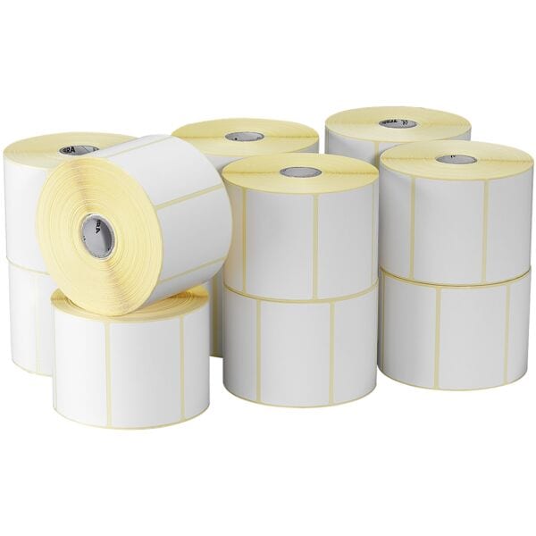 Zebra 12er-Pack Etikettenrollen für Etikettendrucker 102 x 64 mm (12x 1100 Etiketten) weiß
