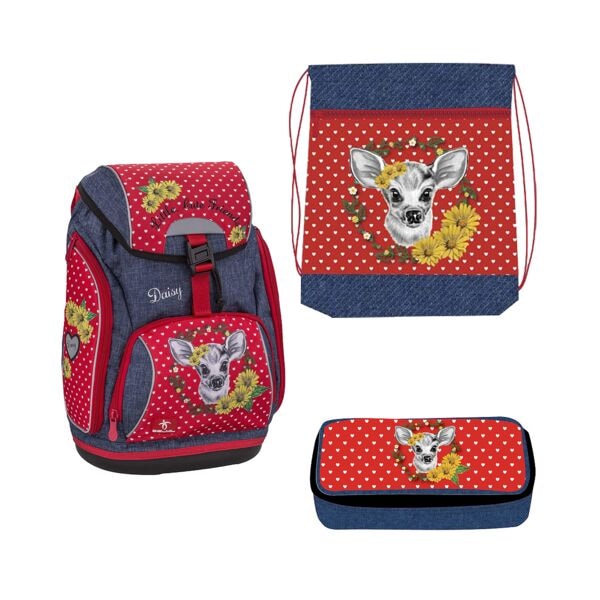 BELMIL Schulranzen-Set »Comfy Little Cute Friends Daisy« rot, 26x42x19 cm