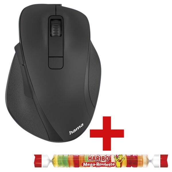 Hama Funkmaus optisch 6-Tasten »MW-500 Recharge« inkl. Fruchtgummi »Mega Roulette« 45 schwarz, 8.5x4.2x12 cm