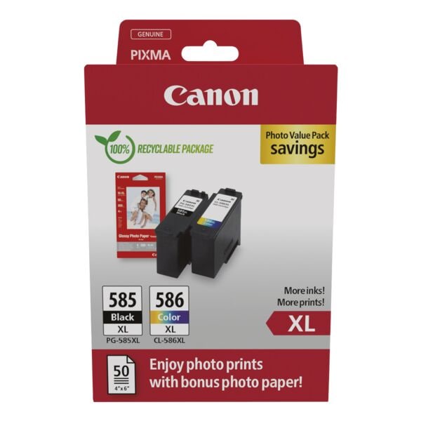 Canon Value Pack: Tintenpatronen-Set »PG-585XL & CL-586XL« inkl. 50 Blatt Fotopapier 1 schwarz