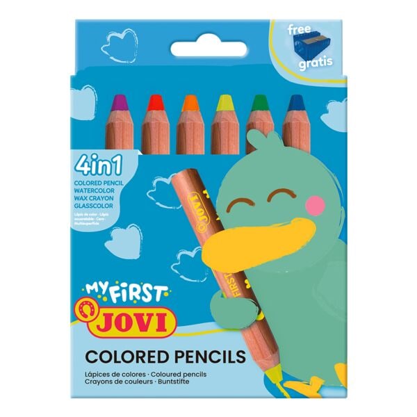 JOVI 6er-Pack Buntstifte »My First 4in1« + Anspitzer grün