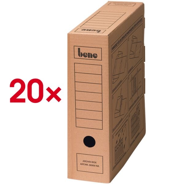 bene Archivboxen 8 x 29 x 33 cm braun - 20 Stück braun, 8x33x29 cm