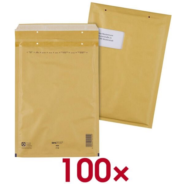 aroFol 100er-Pack Luftpolster-Versandtaschen »WIN 7/G« mit Fenster für DIN A4 braun braun, 25x35 cm