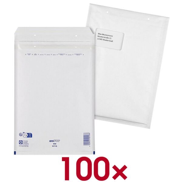 aroFol 100er-Pack Luftpolster-Versandtaschen »WIN 7/G« mit Fenster für DIN A4 weiß weiß, 25x35 cm