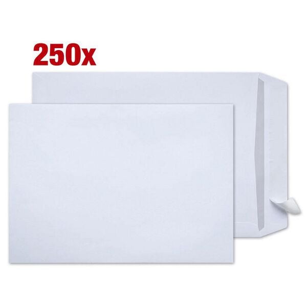 Steinmetz 250er-Pack Versandtaschen B4 ohne Fenster weiß weiß, 25x35.3 cm