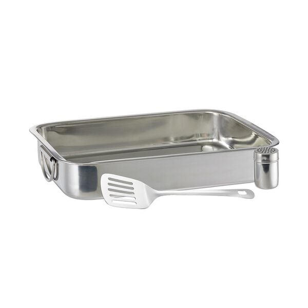 relaxdays 3-teiliges Auflaufform-Set silber