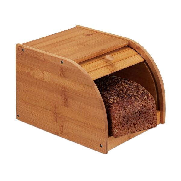 relaxdays Brotkasten aus Bambus schmal braun, 20.2x18.2x27 cm