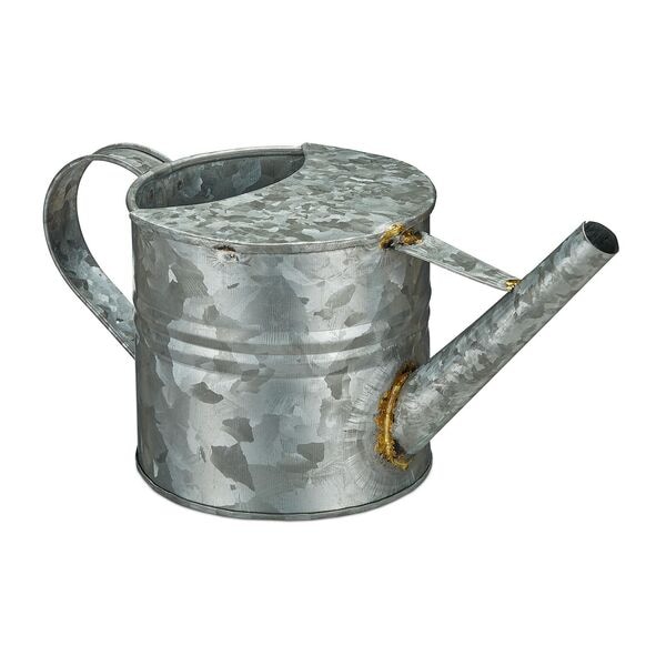 relaxdays Gießkanne aus Metall 1,3 Liter silber