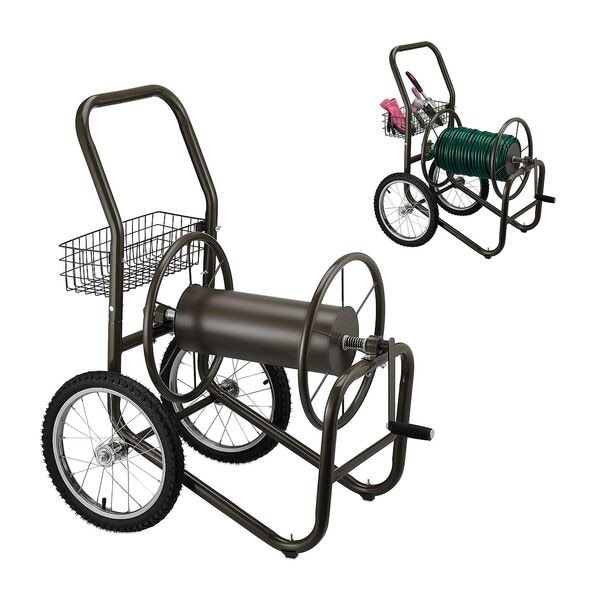 relaxdays Schlauchwagen mit Korb braun braun