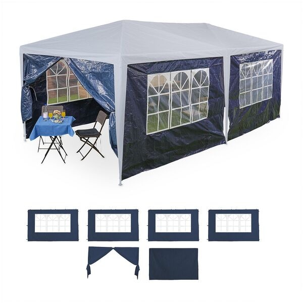 relaxdays 6er-Set Seitenteile für Pavillon 3x6m blau