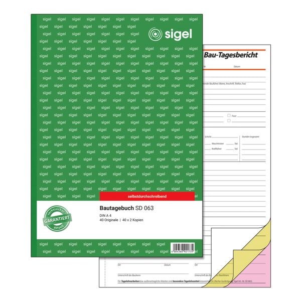 Sigel Bau-Tagesbericht »SD063« gelb, 29.7x21 cm