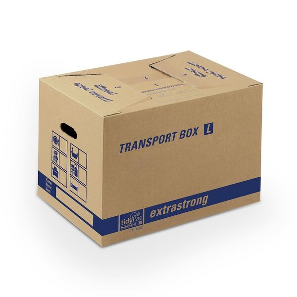 tidyPac 10er-Pack Umzugskartons »Transport Box L« braun, 33.5x37x50.5 cm