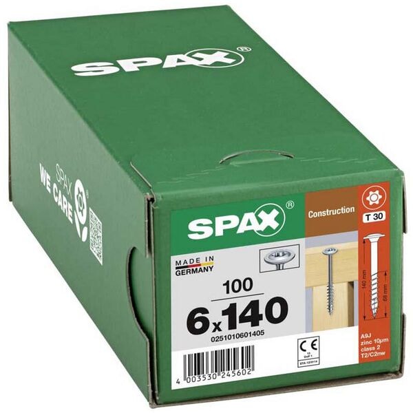 SPAX Holzbauschrauben T30 Tellerkopf WIROX 6 x 140 mm 100 Stück