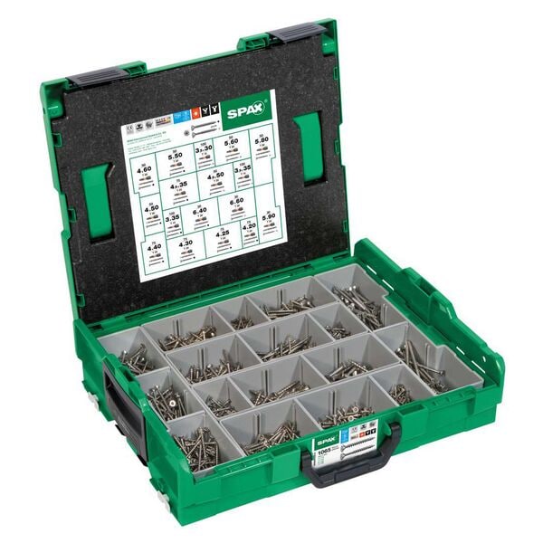 SPAX Holzschrauben-Sortiment »L-BOXX Mini EDELSTAHL A2« 1070 Teile