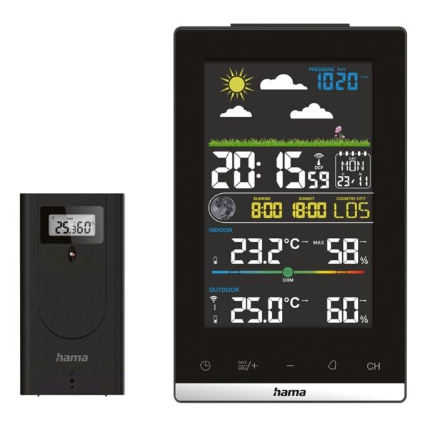 Hama Wetterstation »Jamaika« mit Außensensor schwarz schwarz