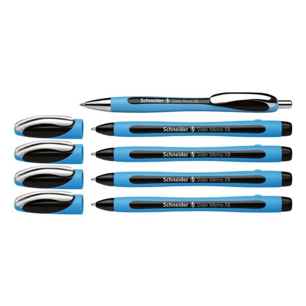 Schneider 4x Kugelschreiber »Slider Memo XB« blau / schwarz inkl. 1x Kugelschreiber »Slide blau