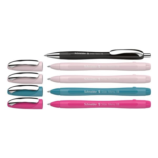 Schneider 4x Kugelschreiber »Slider Memo XB« farbsortiert inkl. 1x Kugelschreiber »Slider silber