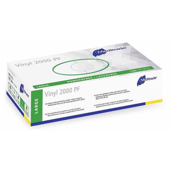Meditrade 100er-Pack Vinyl Einmalhandschuhe »Vinyl&reg; 2000 PF« L weiß, puderfrei weiß