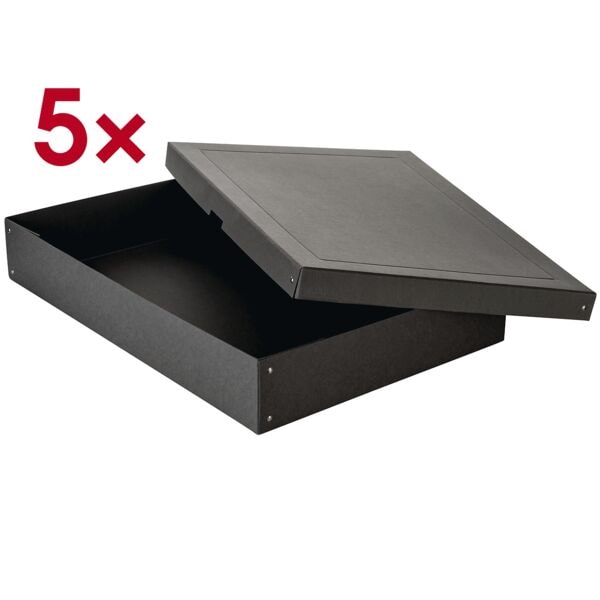 Falken Archiv-Box »PURE Box Black DIN A2 100mm« 5 Stück schwarz, 44x10x62 cm