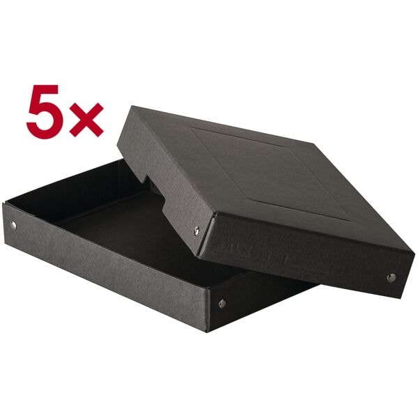 Falken Archiv-Box »PURE Box Black DIN A5 40mm« 5 Stück schwarz, 18x4x25 cm