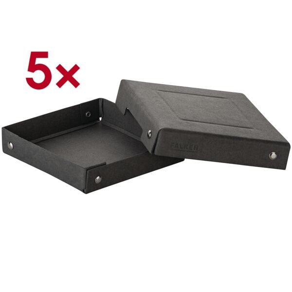 Falken Archiv-Box »PURE Box Black 12x12 25mm« 5 Stück schwarz, 12x2.5x12 cm