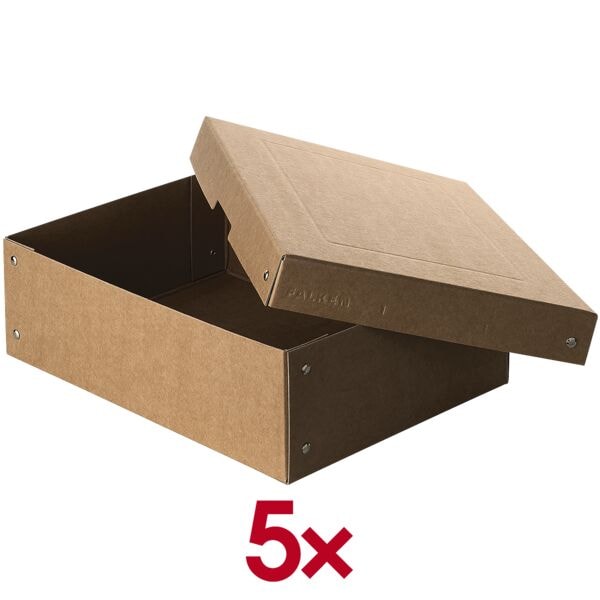 Falken Archiv-Box »PURE Box Nature DIN A4 100mm« 24/32/10 cm 5 Stück braun, 24x10x32 cm